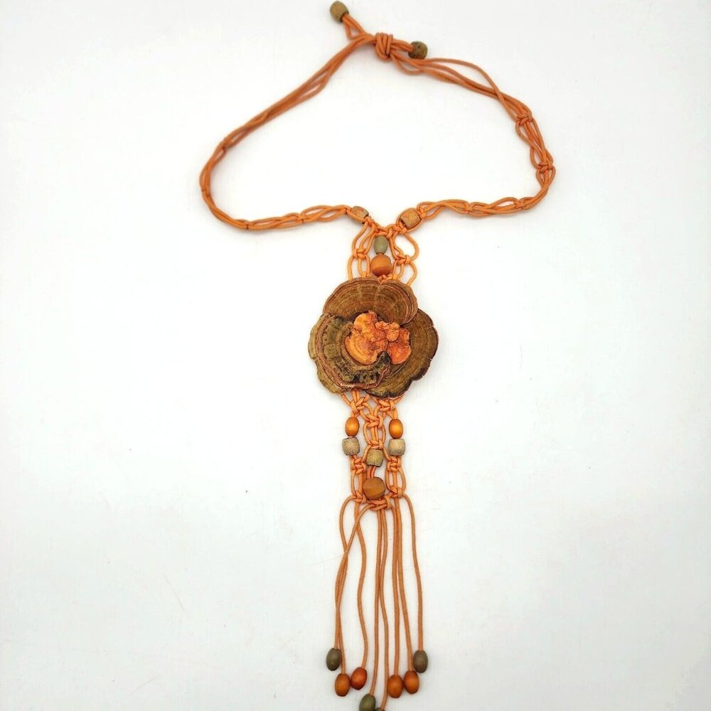 Vintage Hawaiian Rainforest Necklace Organic Beaded Macrame Island Art Statement